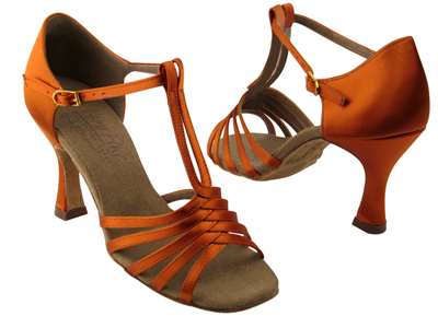 Style S92319 Orange Tan Satin - Ladies Dance Shoes | Blue Moon Ballroom Dance Supply