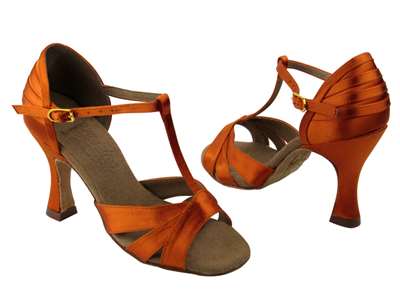 Style S92325 Orange Tan Satin - Ladies Dance Shoes | Blue Moon Ballroom Dance Supply