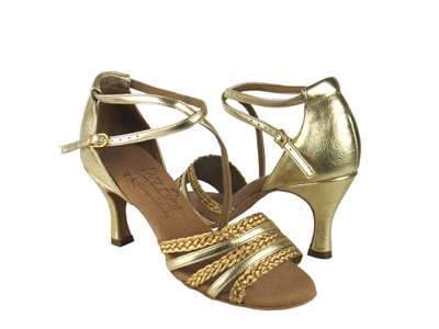 Style S9278 Gold Leather & Gold Braid - Ladies Dance Shoes | Blue Moon Ballroom Dance Supply