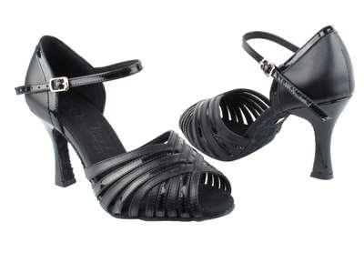 Style SERA1388 Black & Black Patent - Ladies Dance Shoes | Blue Moon Ballroom Dance Supply