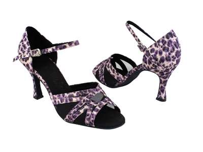 Style SERA1398 Purple Leopard & Black Mesh - Ladies Dance Shoes | Blue Moon Ballroom Dance Supply