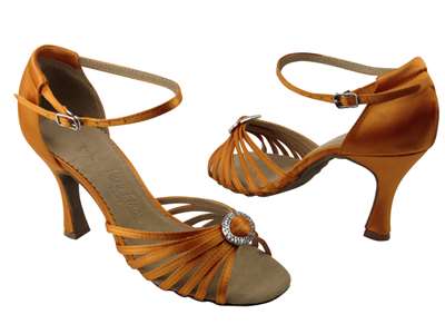 Style SERA1671b Orange Tan Satin - Ladies Dance Shoes | Blue Moon Ballroom Dance Supply