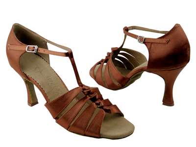 Style SERA1672 Dark Tan Satin - Ladies Dance Shoes | Blue Moon Ballroom Dance Supply