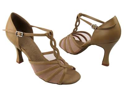 Style SERA1692 Beige Brown & Flesh Mesh - Ladies Dance Shoes | Blue Moon Ballroom Dance Supply