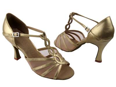 Style SERA1692 Light Gold & Flesh Mesh - Ladies Dance Shoes | Blue Moon Ballroom Dance Supply