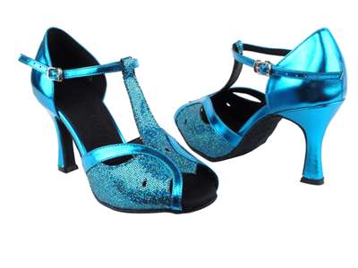 Style SERA2800 Blue Scale & Metalic Blue - Ladies Dance Shoes | Blue Moon Ballroom Dance Supply