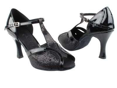 Style SERA2800 Black Scale & Black Patent - Ladies Dance Shoes | Blue Moon Ballroom Dance Supply