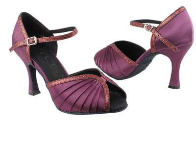 Style SERA3830 Purple Satin & Purple Scale Trim - Ladies Dance Shoes | Blue Moon Ballroom Dance Supply