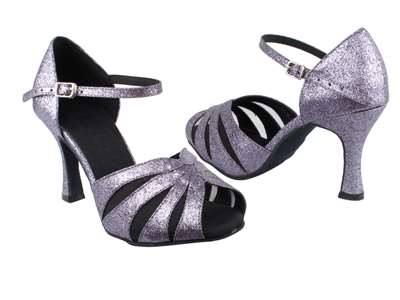 Style SERA3850 Grey Stardust & Black Mesh - Ladies Dance Shoes | Blue Moon Ballroom Dance Supply