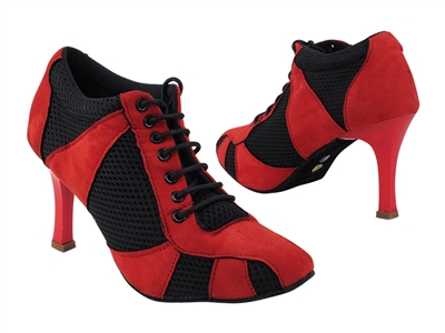 Style Tango Heel Sneaker Red Suede and Black Knit Mesh | Blue Moon Ballroom Dance Supply