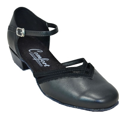 Style Comfort Two Tone Shag Black Leather & Black Nubuck Ladies Shoe| Blue Moon Ballroom Dance Supply