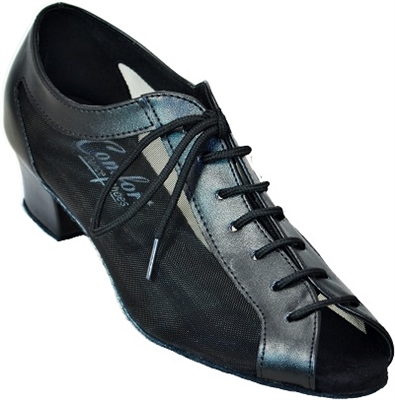 Style Comfort Classic Ladies Black Leather & Mesh Practice | Blue Moon Ballroom Dance Supply