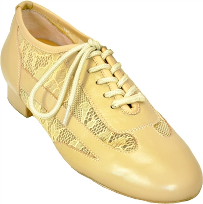 Style Ultimate Ladies Lacey Tan Leather & Mesh Practice | Blue Moon Ballroom Dance Supply