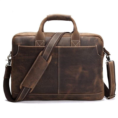 Welch Handcrafted Brown Leather Briefcase - Leather Travel Bags | Blue Moon Ballroom Dance Supply