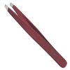 Satin Edge Slant Tip Economy Tweezer Red