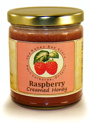 Flavoured honey with real raspberries