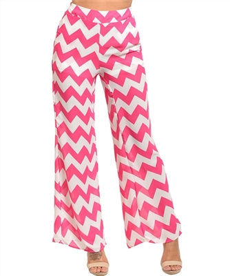 Fuchsia White Palazzo Pants