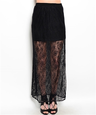 Black Lace Maxi Skirt