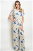 Beige Blue Floral Jumpsuit