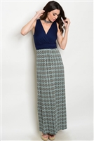 Navy Mint Maxi Dress