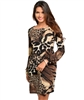 Brown Animal Print Sweater Dress