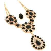 Gold Jet Necklace and Earring Set