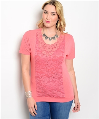 Coral Lace Top