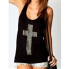 Rhinestones Cross Racerback Tank