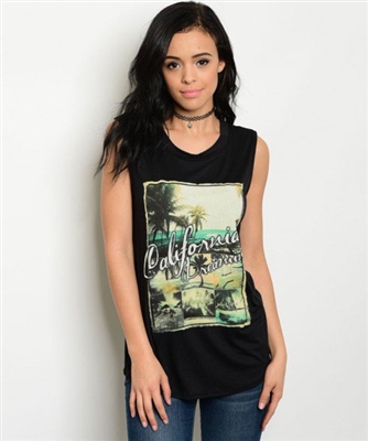 California Dreaming Black Tank Top