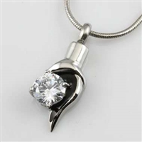Teardrop With CZ Cremation Pendant (Chain Sold Separately)