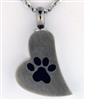 Paw Print On Funky Heart Cremation Pendant (Chain Sold Separately)