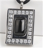 Large Pendant With CZ's and Dark Center Stone Cremation Pendant (Chain Sold Separately)