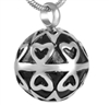 Hearts On Round Ball Cremation Pendant (Chain Sold Separately)