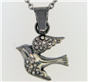 Small Dove With Rhinestones On Wings Cremation Pendant (Chain Sold Separately)