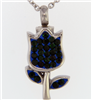 Green and Blue Tulip Flower Cremation Pendant (Chain Sold Separately)