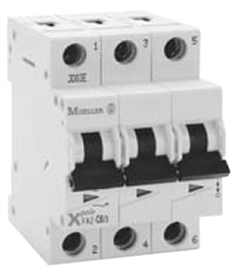 Moeller FAZ three pole 2 AMP circuit breaker