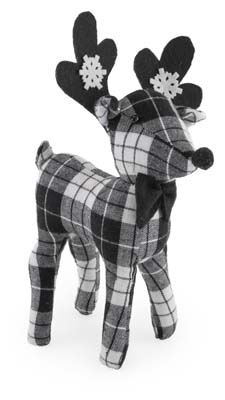 Silas Small Black & White Plaid Deer