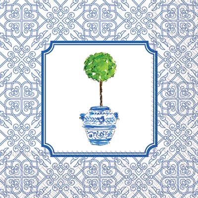 Rosanne Beck Blue Topiary Cocktail Napkins