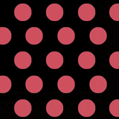 Big Dots Black/Red Cocktail Napkins