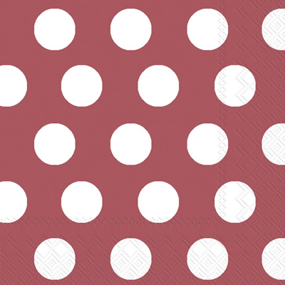 Big Dots Maroon/White Cocktail Napkins