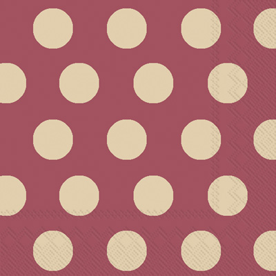 Big Dots Maroon/Gold Cocktail Napkins