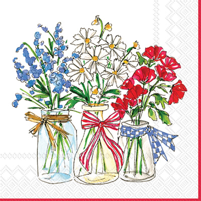 Rosanne Beck Patriotic Floral Cocktail Napkins