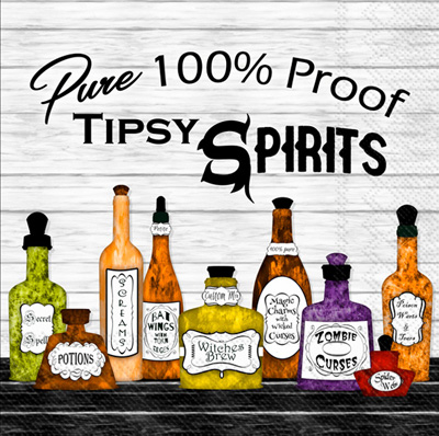 Tipsy Halloween Spirits Cocktail Napkin