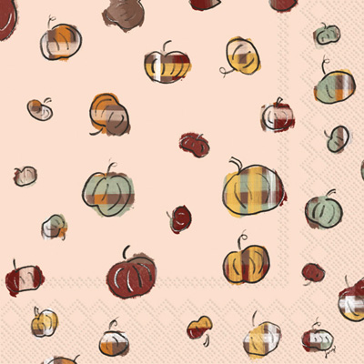 Fall Plaid Pumpkins Cocktail Napkin