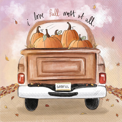 I Love Fall Truck Cocktail Napkin