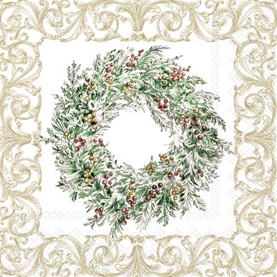 Holiday Berry Wreath Cocktail Napkin