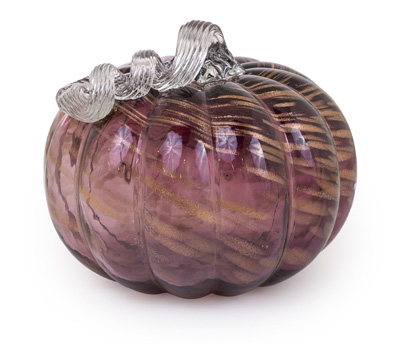 Small Mellow Mauve Glass Pumpkin