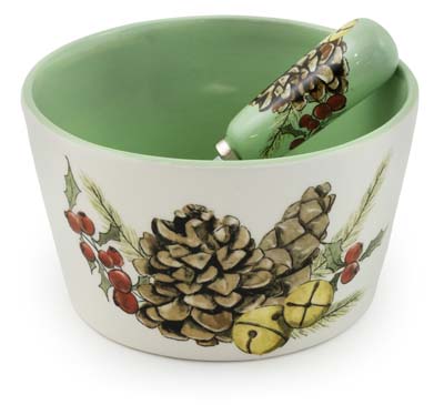 Pinecones & Bells Bowl & Spreader