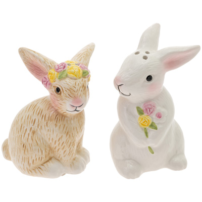 Bunny FLower Crown Bunny Salt & Peper Shakers