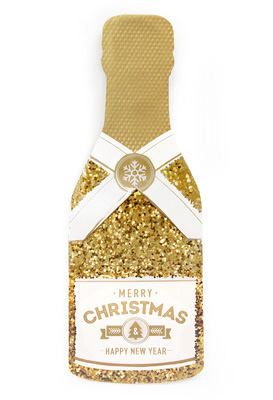 My Design Co. Merry Christmas Gold Champagne Cracker Card